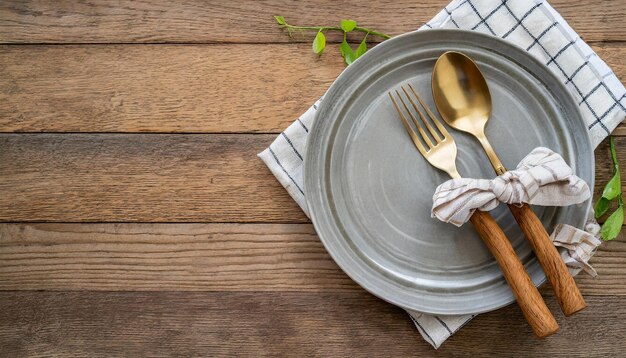 Kawałek stołu z talerzem